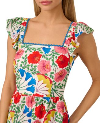 by Adrianna Papell Women's Floral-Print Flutter-Sleeve Mini Dress