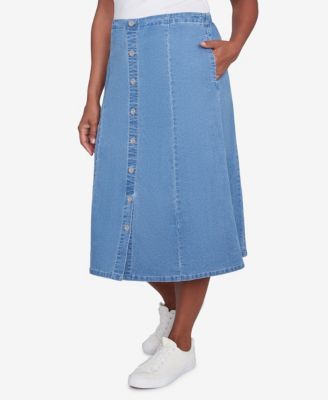 Women's Paneled Full Length Denim Skirt