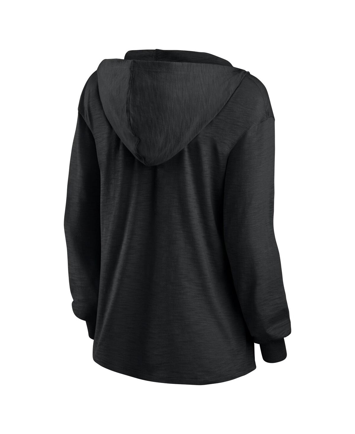 FANATICS WOMEN'S GREEN BAY PACKERS BLACKOUT SLUB HOODIE V-NECK LONG SLEEVE T-SHIRT