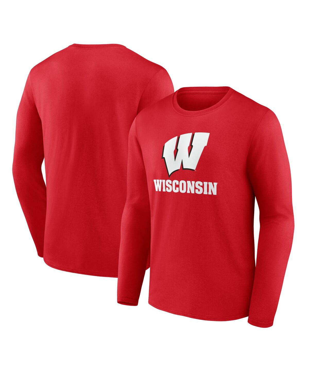 Fanatics Men's Red Wisconsin Badgers Team Lockup Long Sleeve T-shirt In Red