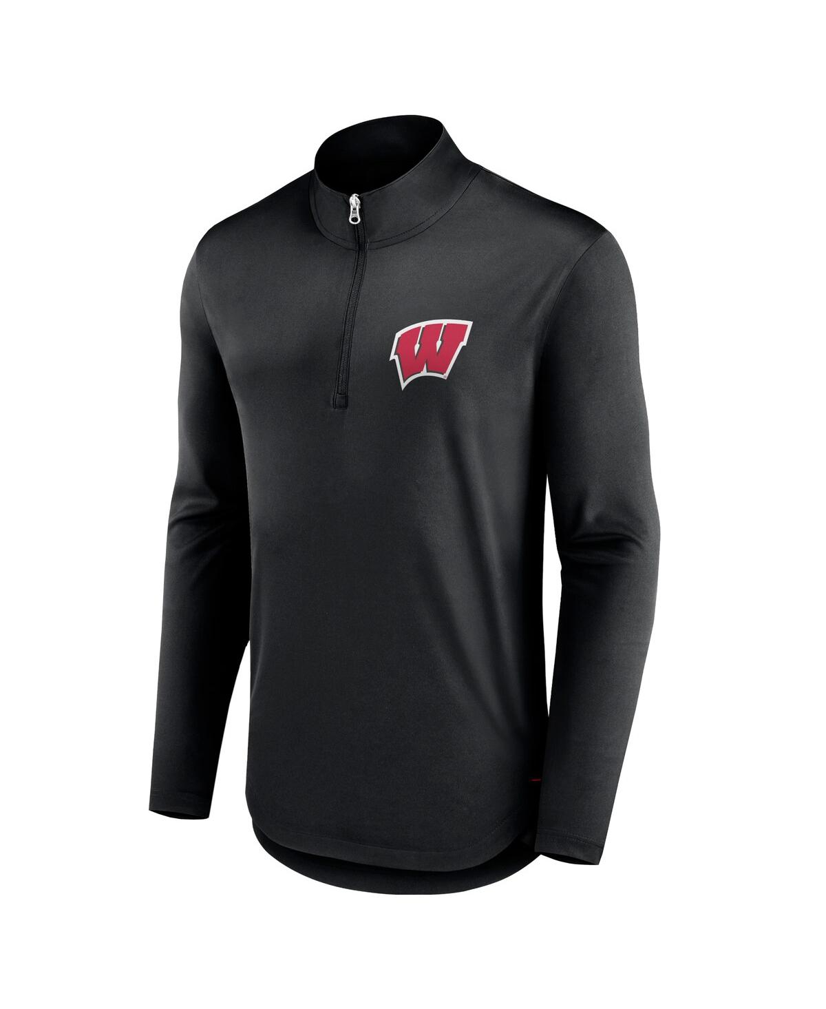 Fanatics Men's Black Wisconsin Badgers Tough Minded Quarter-zip Top In Black