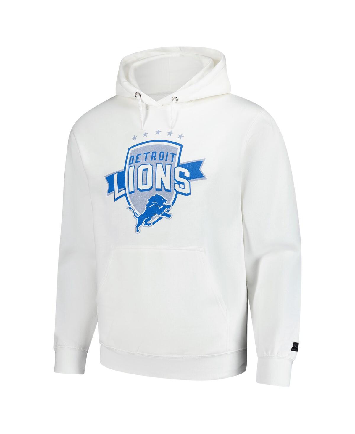 Starter Men's White Detroit Lions Vintage Pullover Hoodie In White