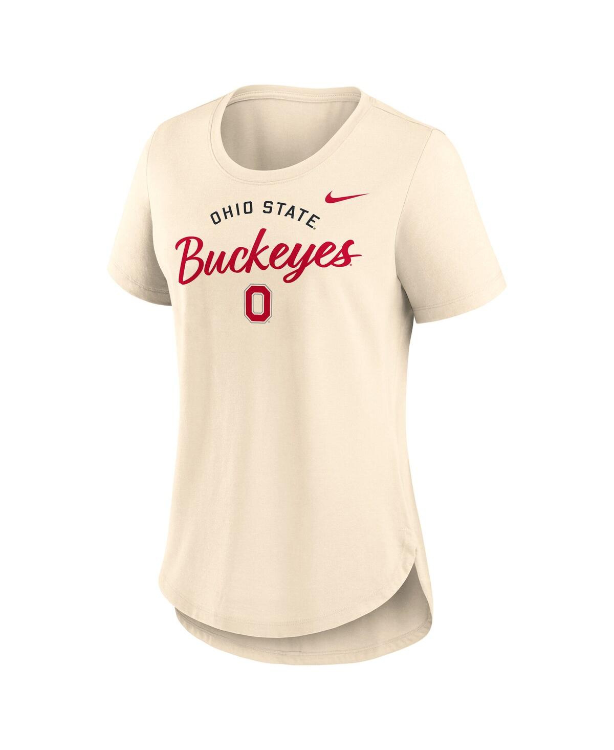 Nike Women's Cream Ohio State Buckeyes Script Logo Tri-blend T-shirt In Cream
