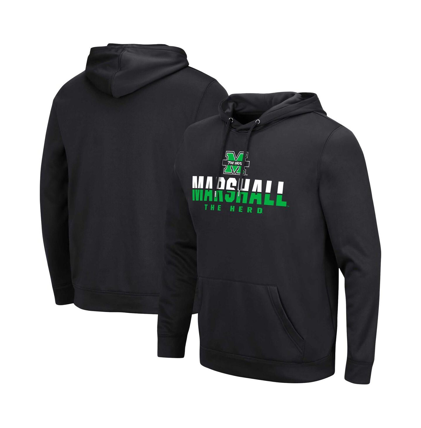 Мужское худи Colosseum Black Marshall Thundering Herd Lantern Pullover — фото 1