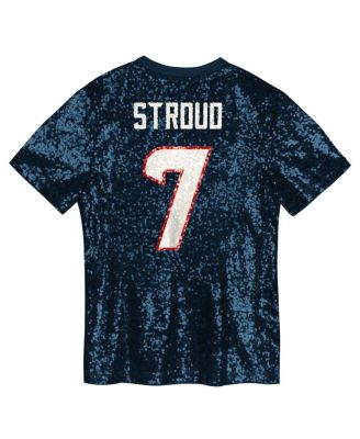 Big Girls C.J. Stroud Navy Houston Texans Sequin V-Neck Fashion Jersey