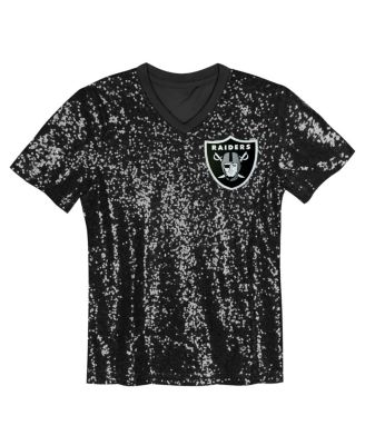 Big Girls Maxx Crosby Black Las Vegas Raiders Sequin V-Neck Fashion Jersey