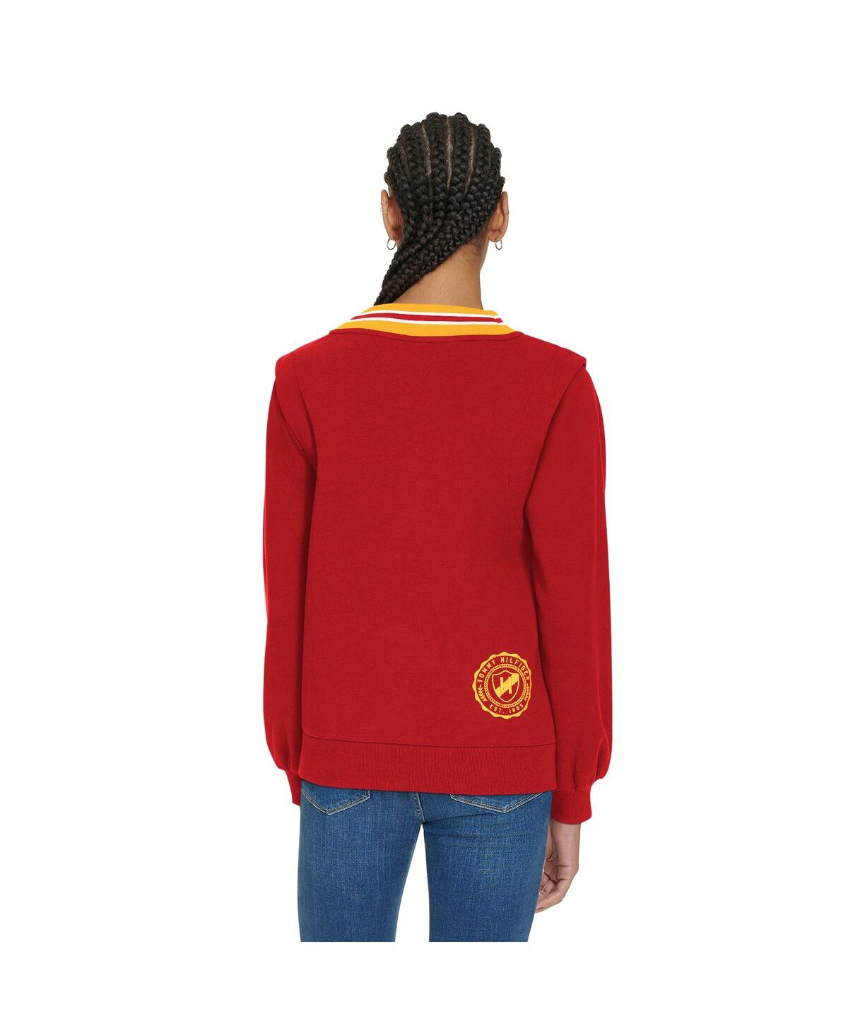 Tommy Hilfiger Women's Red Kansas City Chiefs Alice V-neck Pullover Sweatshirt In Red