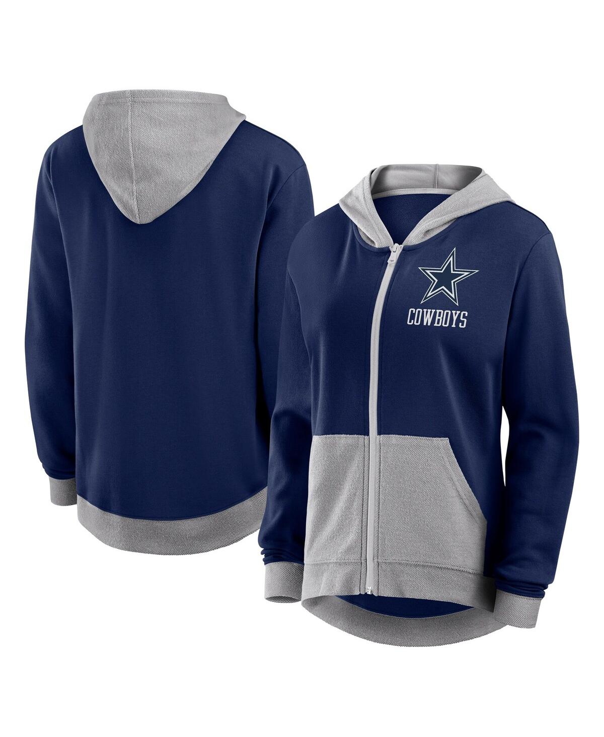 Logo Athletic Women's Navy Dallas Cowboys Hit It French Terry Full-zip Hoodie In Navy