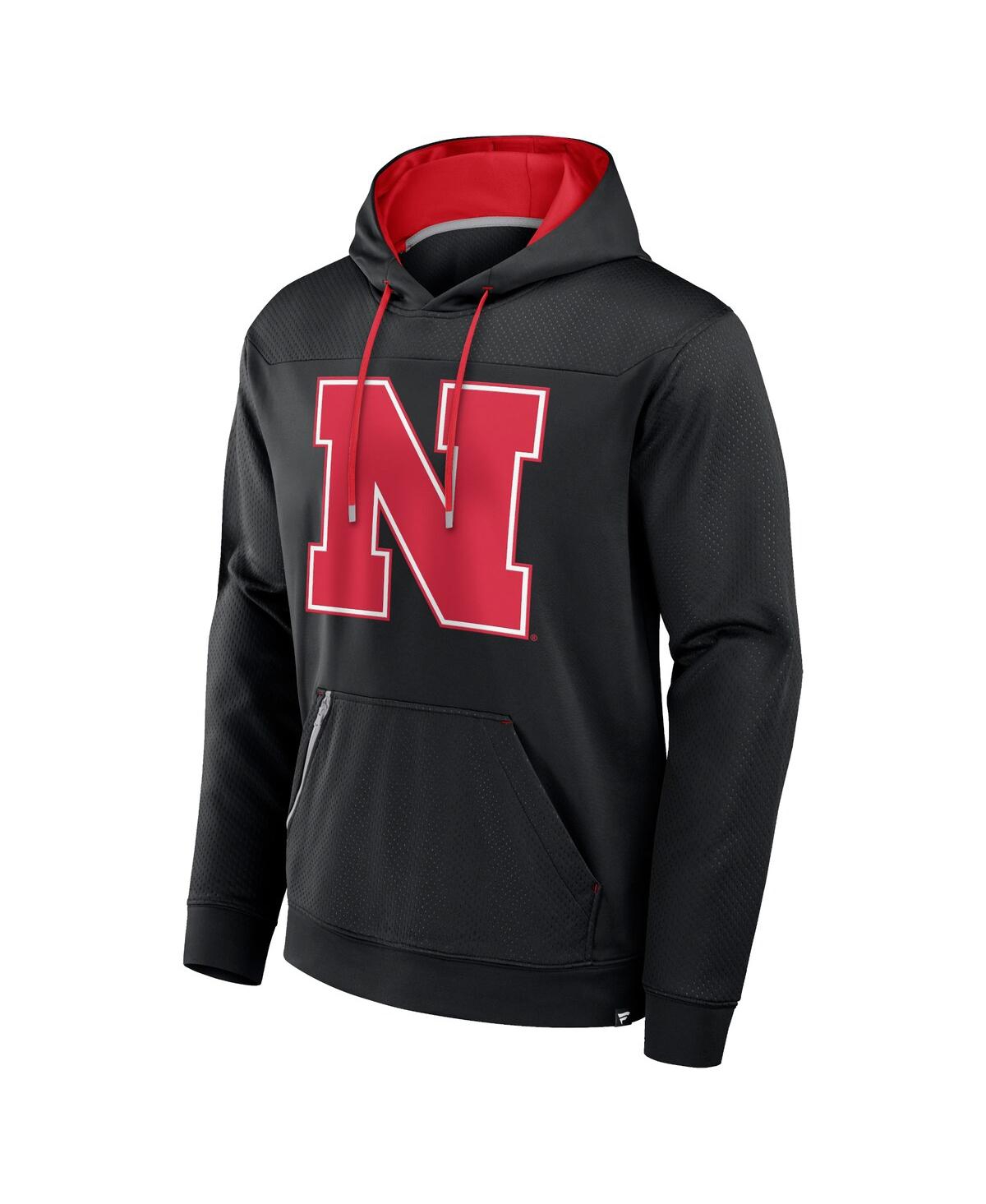 Fanatics Men's Black Nebraska Huskers Defender Dot Faded Primary Pullover Hoodie In Black