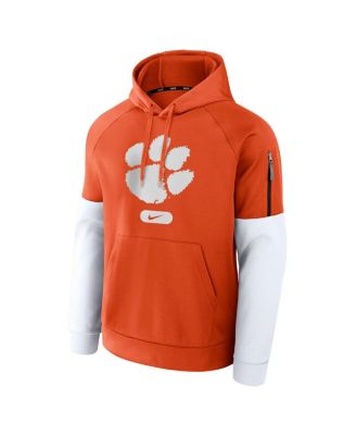 Men's Orange/White Clemson Tigers Fitness Raglan Performance Pullover Hoodie