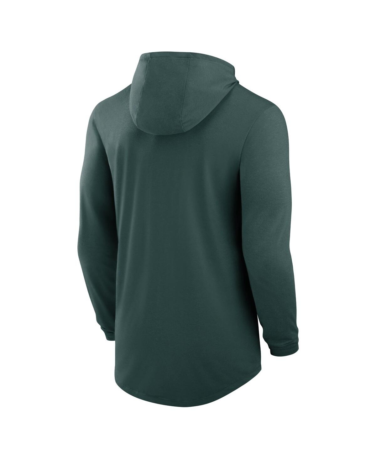 NIKE MEN'S GREEN MICHIGAN STATE SPARTANS LIGHTWEIGHT PERFORMANCE LONG SLEEVE HOODIE T-SHIRT