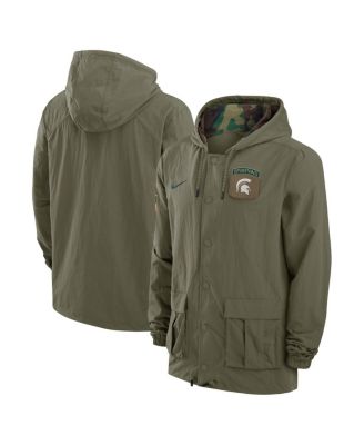 Nike - Men's Olive Michigan State Spartans 2024 Military Appreciation Full-Snap Hoodie Military Jacket