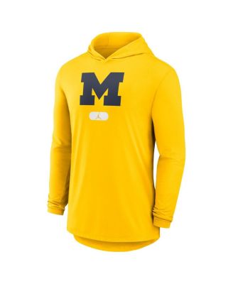 Men's Maize Michigan Wolverines Lightweight Performance Long Sleeve Hoodie T-Shirt
