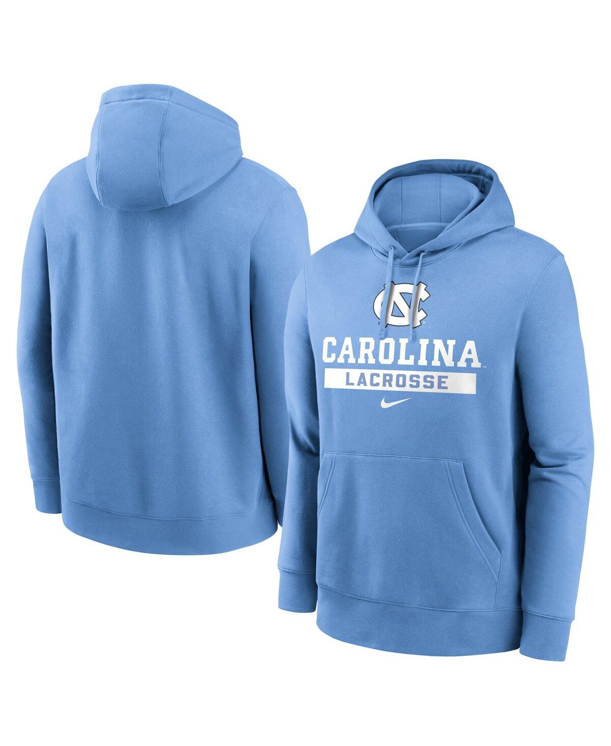 NIKE MEN'S LIGHT BLUE NORTH CAROLINA TAR HEELS LACROSSE STACKED FLEECE PULLOVER HOODIE 