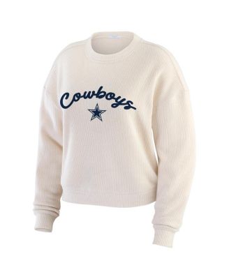 Women's Oatmeal Dallas Cowboys Plus Size Rib-Knit Long Sleeve T-Shirt Pants Lounge Set