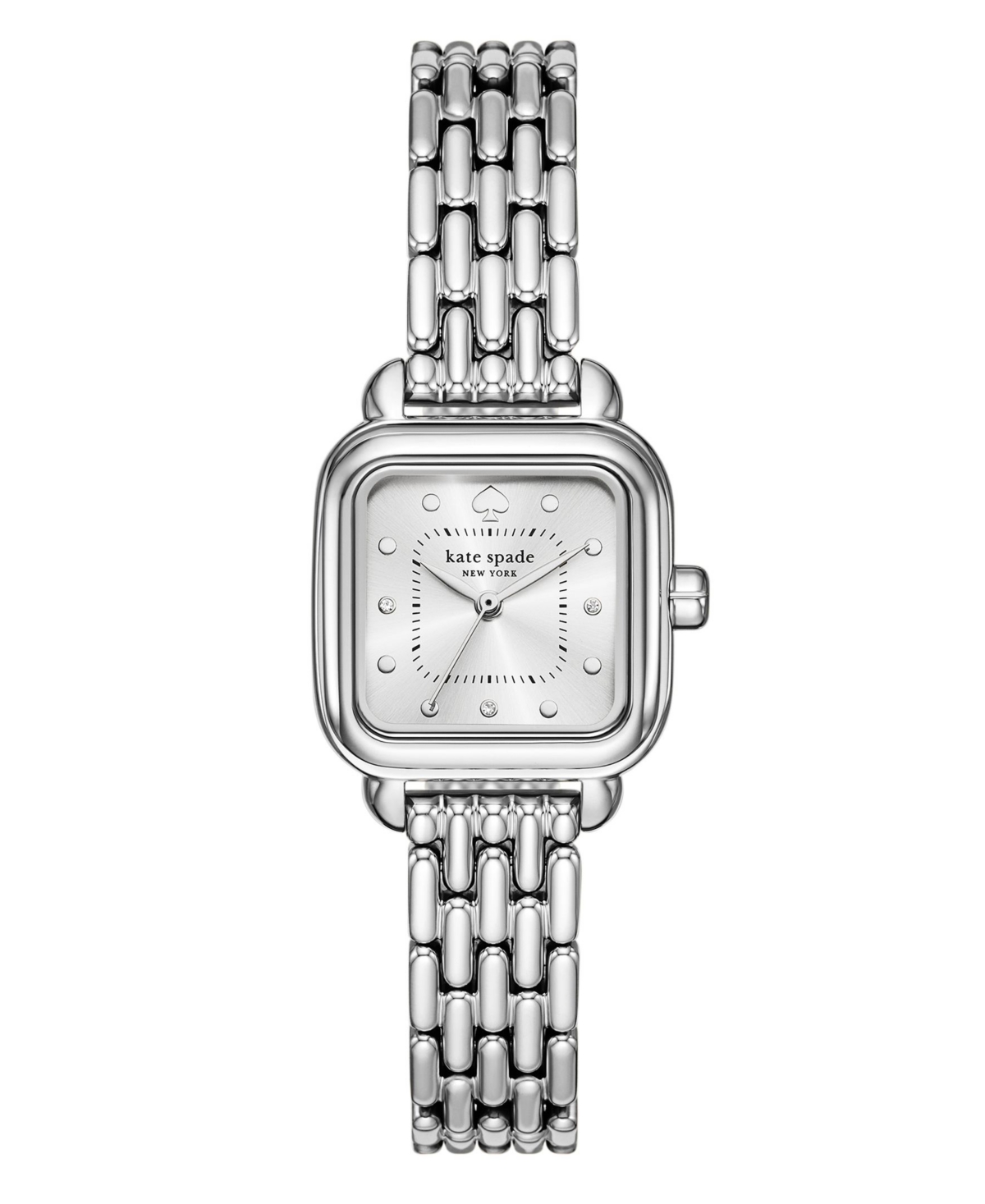 Shop Kate Spade Women's Gracie Square Three-hand Silver-tone Stainless Steel Watch, 25mm