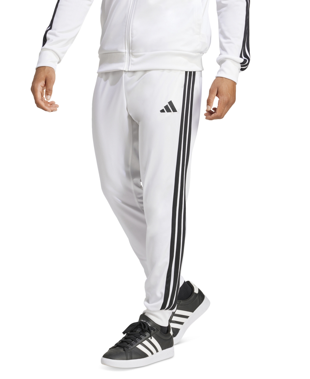 Men's Regular-Fit Tapered Stripe Track Pants - Black/whit