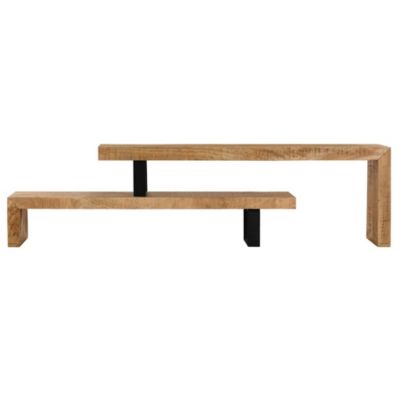 TV Stand Natural Mango Wood Solid Mango Wood, Wrought Iron Medium