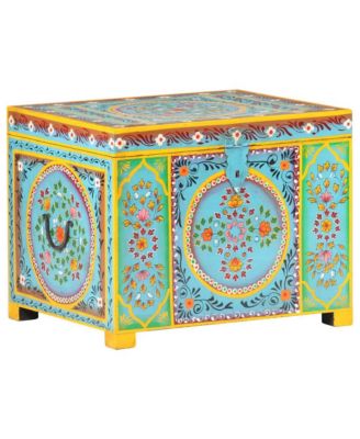 Hand Painted Storage Box x 19.7"x15.7"x15.7" Solid Mango Wood