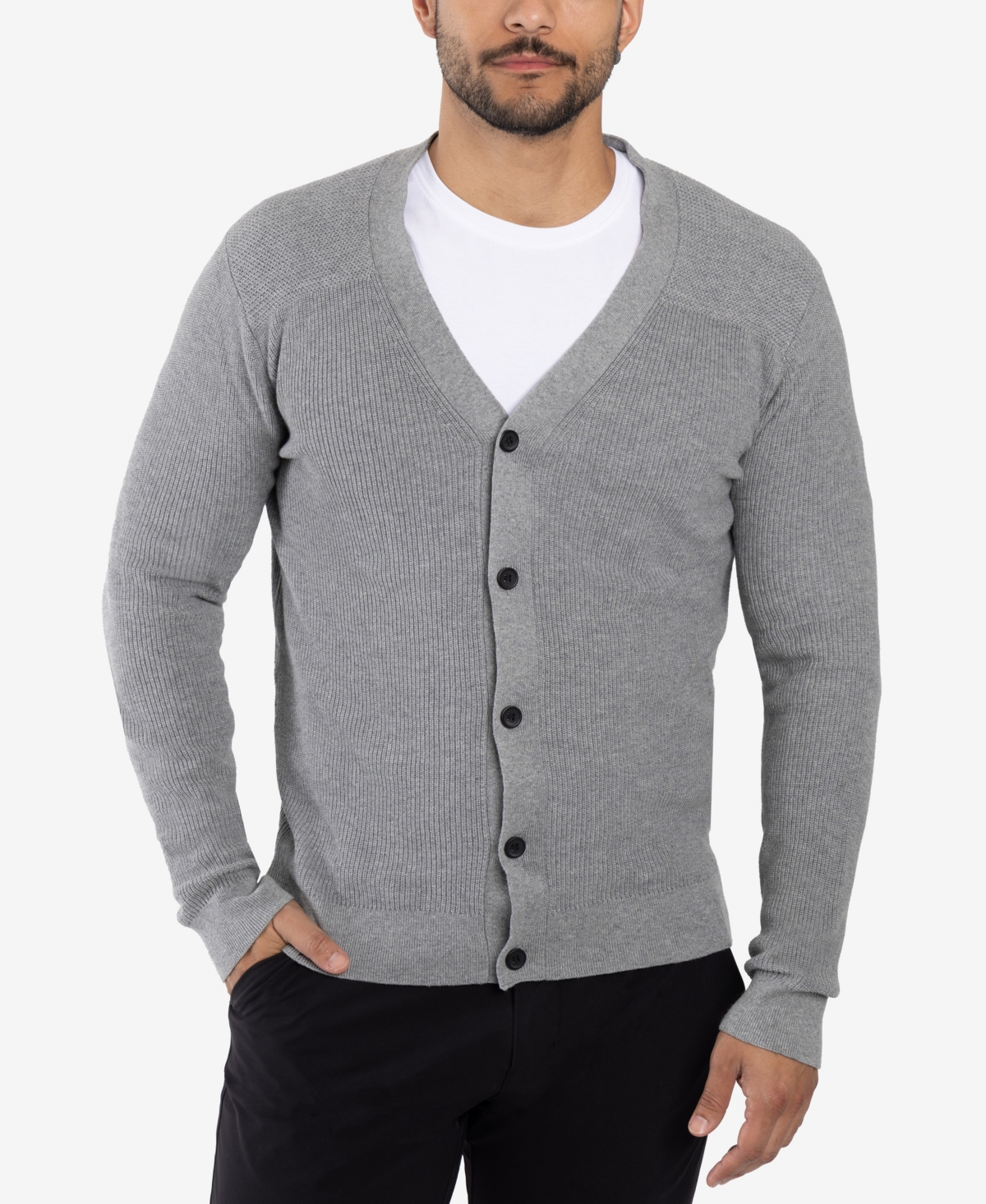 Men's Basic Ribbed Cardigan - Navy