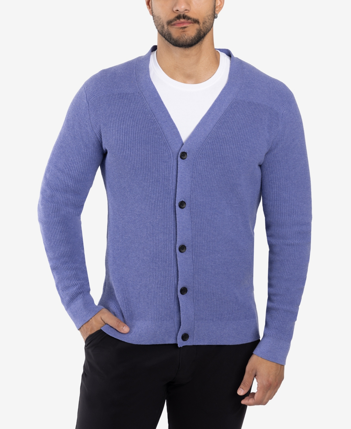 Men's Basic Ribbed Cardigan - Navy
