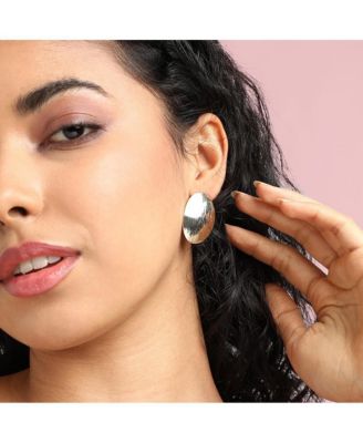 Textured Lined Circular Stud Earrings