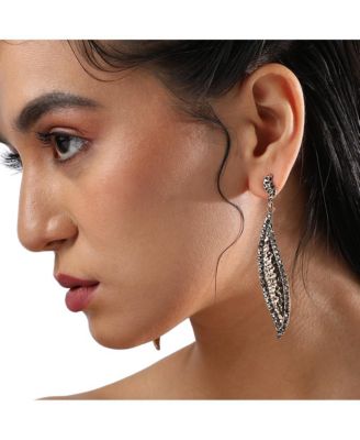 Embellished Rhombus Swirl Drop Earrings