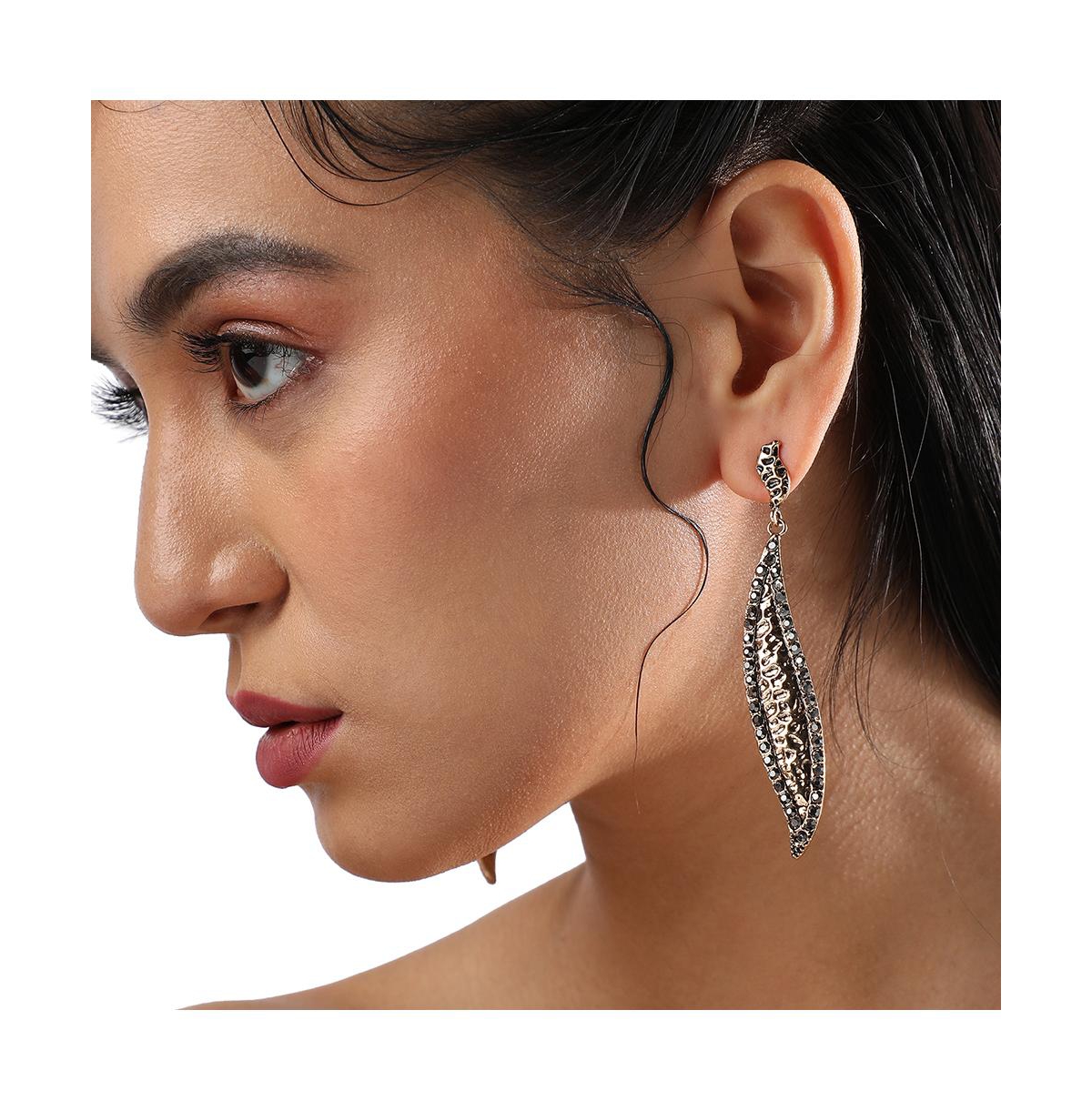 Sohi Embellished Rhombus Swirl Drop Earrings In Gold