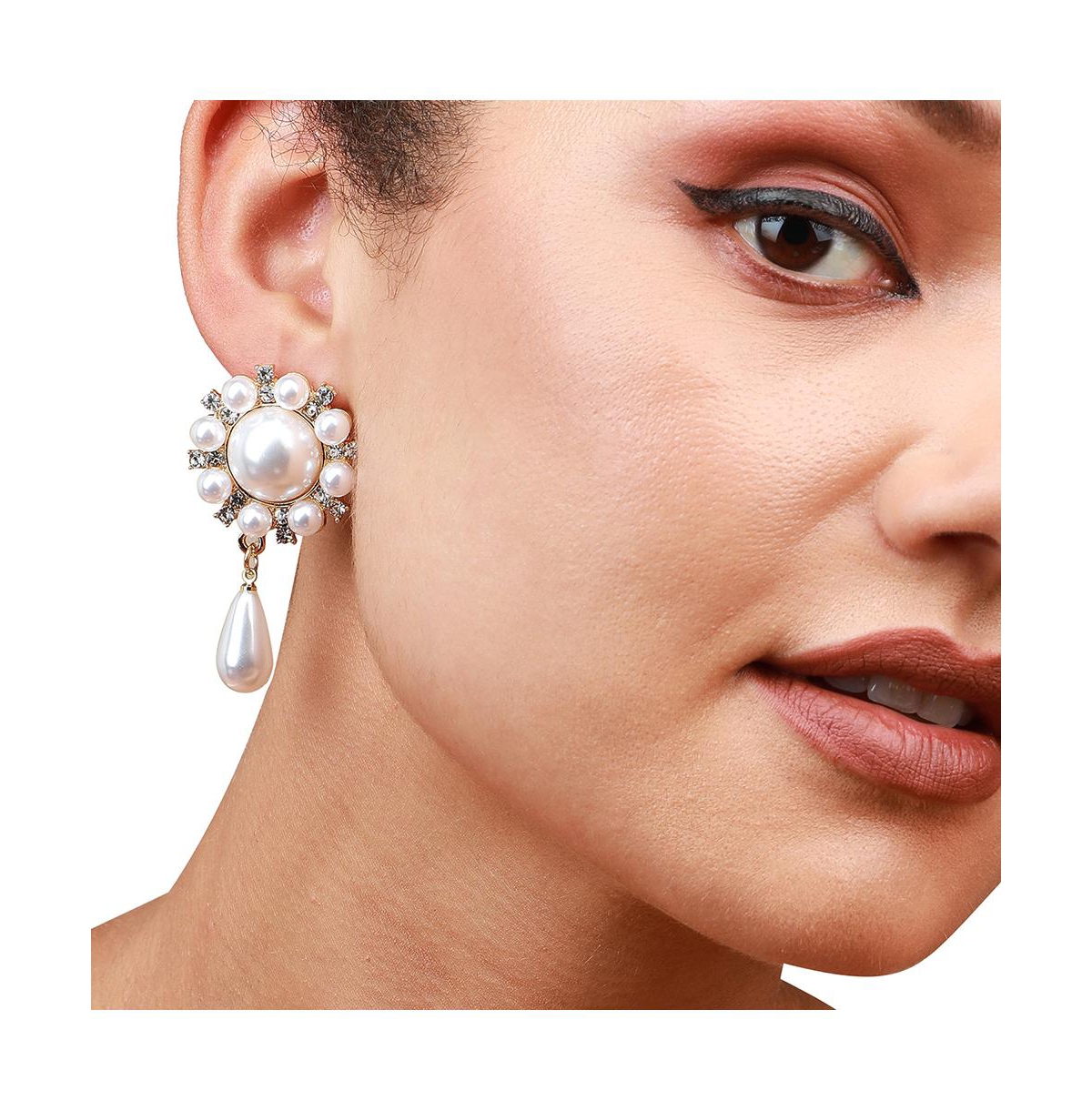 Sohi Party Drop Earrings In White