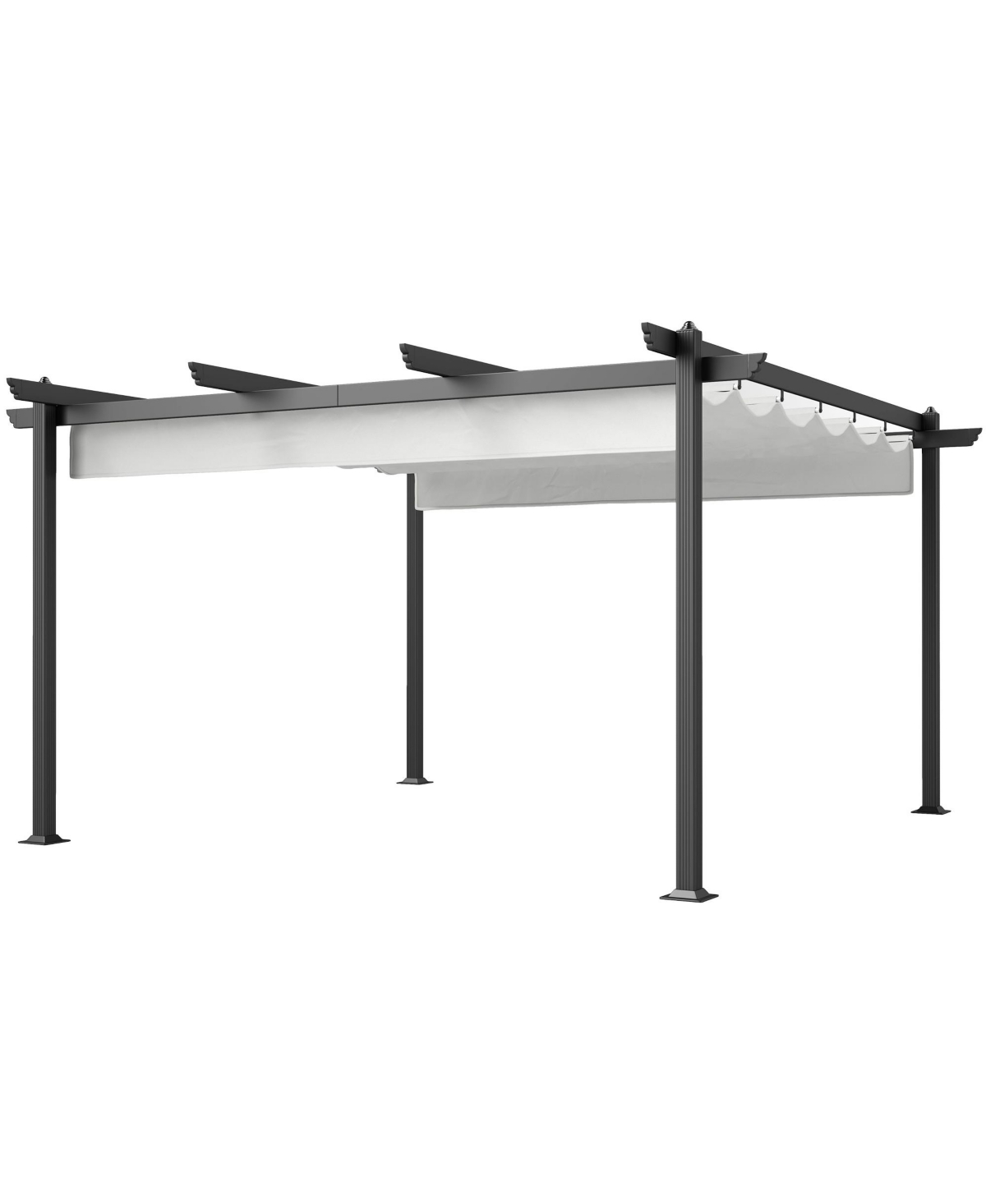 13' x 13' Aluminum Pergola with Retractable Canopy, - Gray