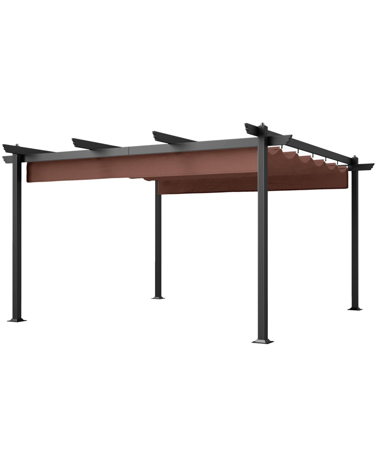 13' x 13' Aluminum Pergola with Retractable Canopy, - Gray