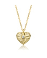 GiGiGirl 14k Gold Plated Little Heart Pendant Necklace with Red, Green, Blue, or Clear Cubic Zirconia - Gold