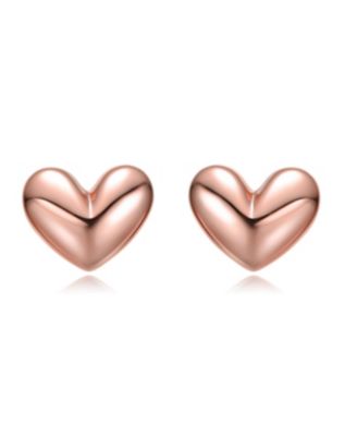 Minimalist Heart Stud Earrings in White Gold Plated, 14K Gold Plated, or 18K Rose Gold Plated
