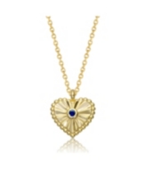 GiGiGirl 14k Gold Plated Little Heart Pendant Necklace with Red, Green, Blue, or Clear Cubic Zirconia - Blue