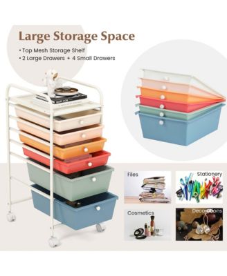 6 Drawer Rolling Storage Cart Scrapbook Paper Office Organizer