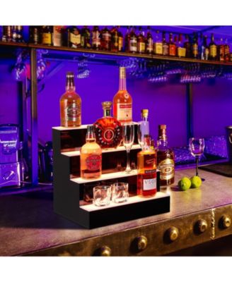 16-Inch 4-Tier LED Wine Display Rack - Acrylic Wine Rack, Remote Control, App-Controlled, Modern Design, Home Bar Accessory