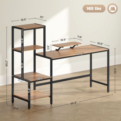 Computer Desk with Monitor Sd 4-Tier Shelf Home Office Desk