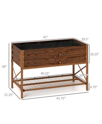 Galvanized Raised Garden Bed w/Legs and Storage Shelf, Dark