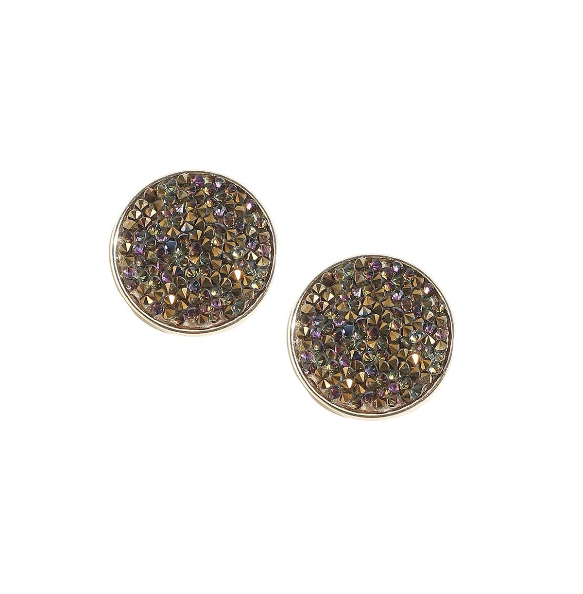 Sohi Embellished Cluster Circular Stud Earrings In Gold