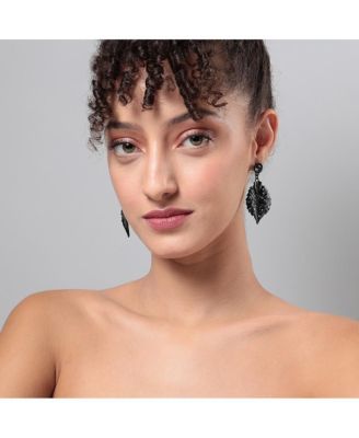 Embellished Leaf Drop Earrings