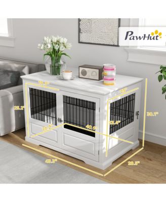 Dog Crate Furniture, 43" Dog Kennel End Table with 3 Doors,