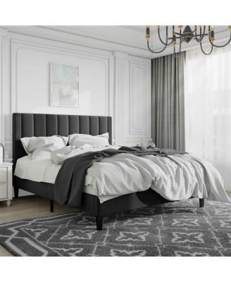 Contemporary Upholstered Bed Frame with Headboard – Sturdy Platform Bed for Bedroom, Easy Assembly