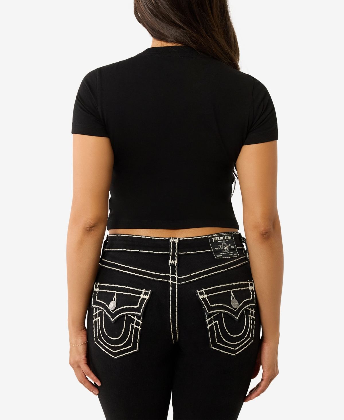 TRUE RELIGION WOMEN'S CLASS RING BABY CREWNECK T-SHIRT 