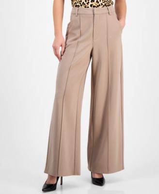 Petite Seamed Wide-Leg Pont&eacute; Pants, Created for Macy's