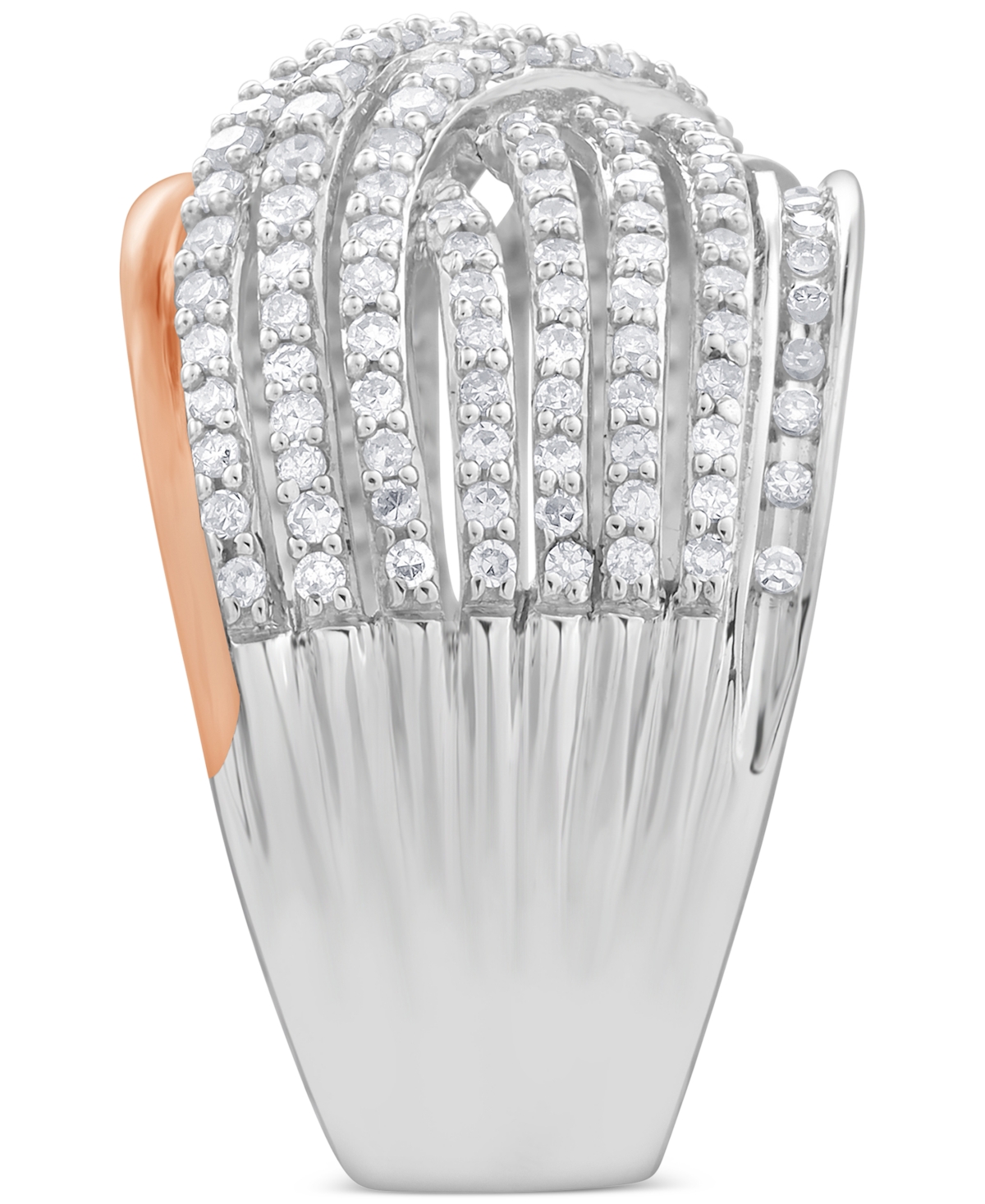 Macy's Diamond Multirow Openwork Crossover Ring (1 Ct. T.w.) In 10k Two-tone Gold In Two-tone Gold