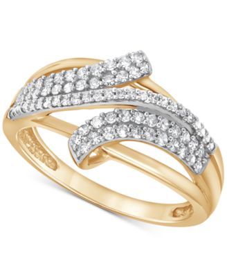 Macy's - Diamond Multirow Crossover Bypass Ring (1/3 ct. t.w.) in 10k Gold