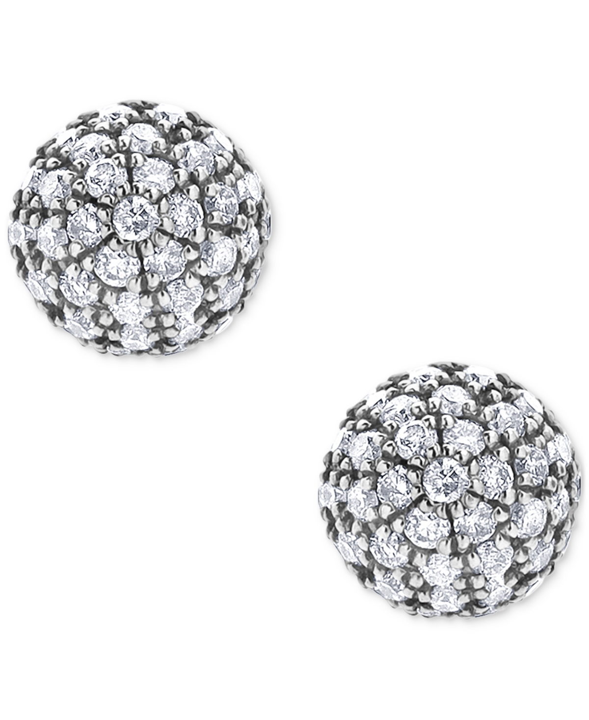 Macy's Diamond Small Fireball Stud Earrings (3/8 Ct. T.w.) In 14k White Gold In White Gold