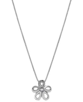 Diamond Flower 18" Pendant Necklace (1/4 ct. t.w.) in 10k White Gold