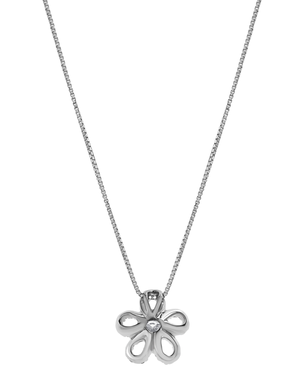 Macy's Diamond Flower 18" Pendant Necklace (1/4 Ct. T.w.) In 10k White Gold In White Gold