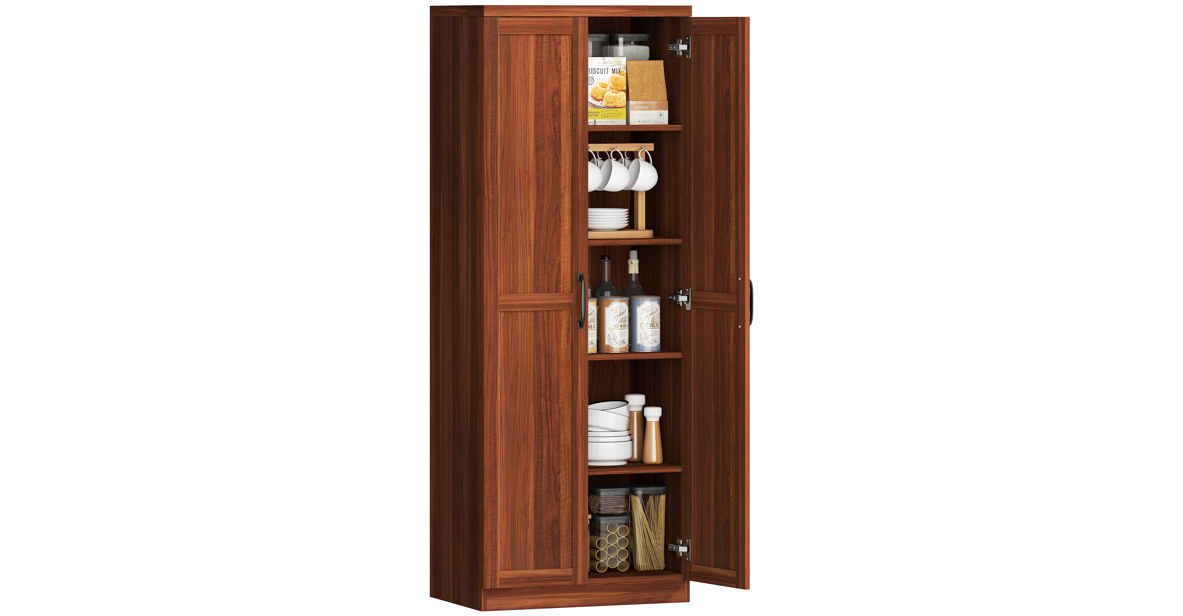 Homcom 63" Kitchen Pantry, Storage Cabinet with 2 Doors